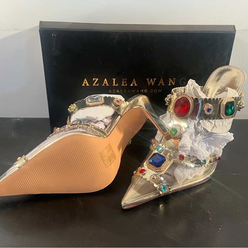 Glamorous Azalea Wang ZYA Multi Gold Embellished PVC Pumps.Size 7 Gorgeous!! NWT - Picture 8 of 8